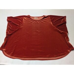 Madewell Top Burnt‎ Orange 2X Velvet Butterfly Top Shirt Shortsleeve Cropped